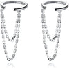 Solid 925 Sterling Silver Minimalist Cuff Earrings Chain for Women Cartilage Wrap Earrings Helix Cuffs - A-Silver