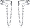 Solid 925 Sterling Silver Minimalist Cuff Earrings Chain for Women Cartilage Wrap Earrings Helix Cuffs - E-Silver