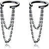 Solid 925 Sterling Silver Minimalist Cuff Earrings Chain for Women Cartilage Wrap Earrings Helix Cuffs - C-Black Gold