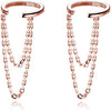 Solid 925 Sterling Silver Minimalist Cuff Earrings Chain for Women Cartilage Wrap Earrings Helix Cuffs - D-Rose Gold