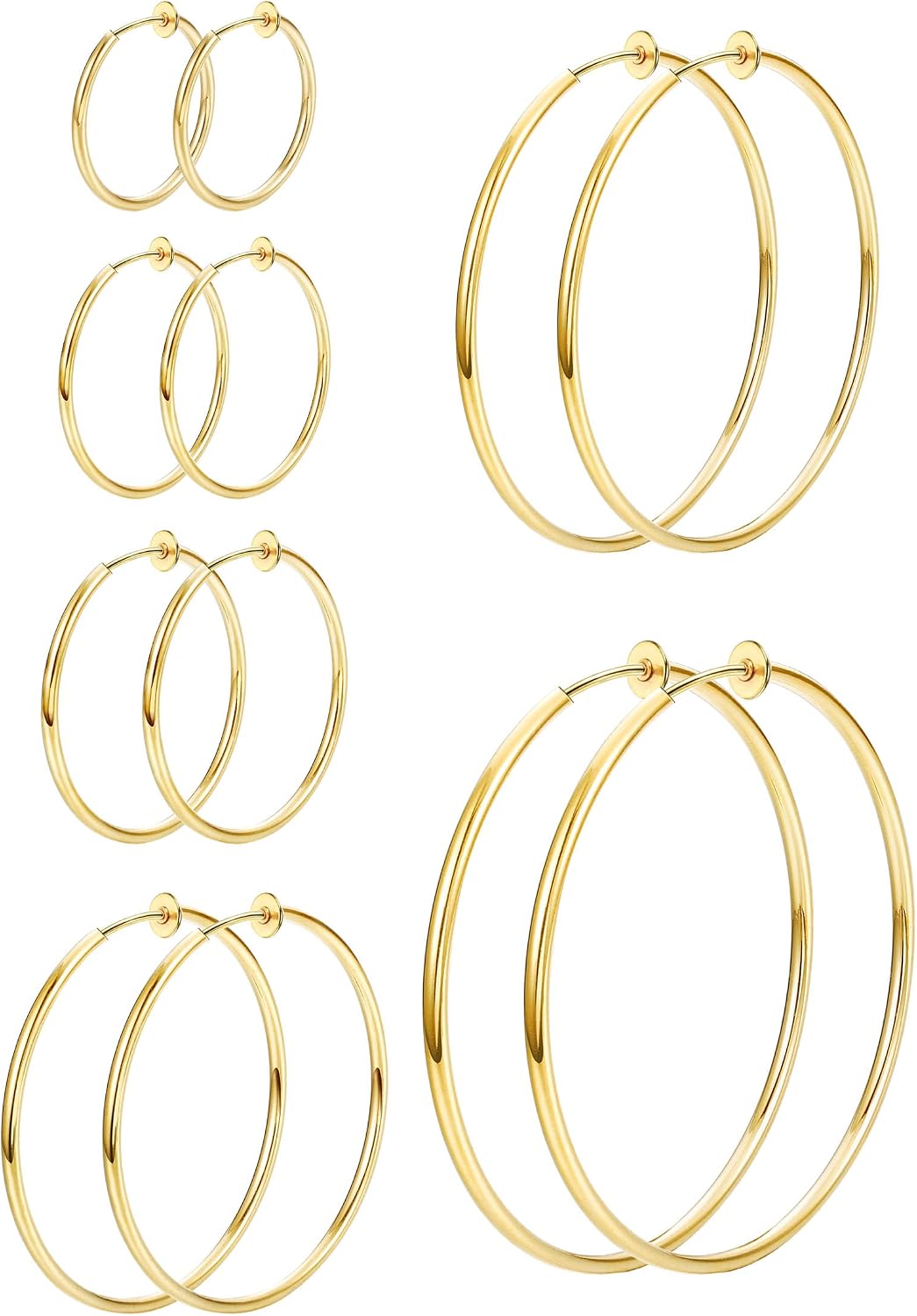 6 Pairs Clip On Hoop Earrings for Women Fake Spring Hoop Earrings - main view