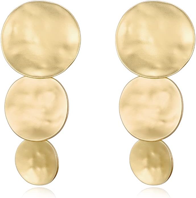 Matte Gold Silver Geometry Clip On Earrings for Women Retro Drop Clip Earrings for Women - main view