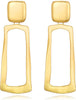 Matte Gold Silver Geometry Clip On Earrings for Women Retro Drop Clip Earrings for Women - gold rectangle
