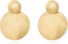 Matte Gold Silver Geometry Clip On Earrings for Women Retro Drop Clip Earrings for Women - 2 gold discs