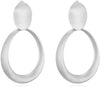 Matte Gold Silver Geometry Clip On Earrings for Women Retro Drop Clip Earrings for Women - silver hoop 2