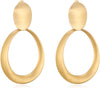 Matte Gold Silver Geometry Clip On Earrings for Women Retro Drop Clip Earrings for Women - gold hoop 2
