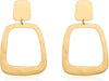 Matte Gold Silver Geometry Clip On Earrings for Women Retro Drop Clip Earrings for Women - gold square