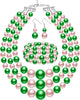 Pearl Jewelry Set for Women 20s Jewelry Gift - Pink and Green