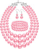 Pearl Jewelry Set for Women 20s Jewelry Gift - Pink