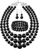 Pearl Jewelry Set for Women 20s Jewelry Gift - Black
