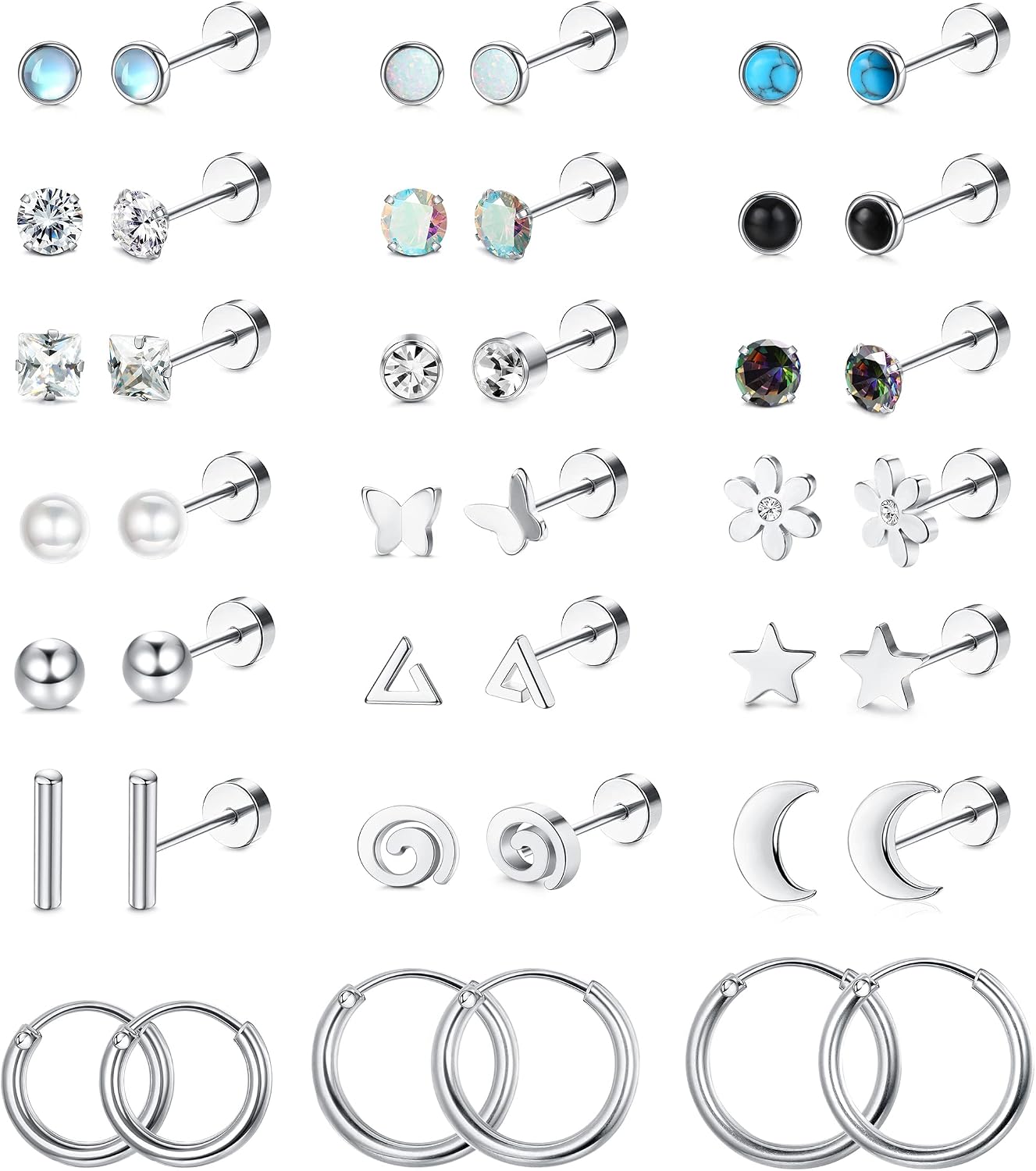 21 Paris Stainless Surgical Steel Flat Back Earrings - main view