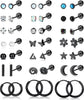 21 Paris Stainless Surgical Steel Flat Back Earrings - Black-plated