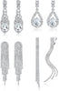 Silver Clip On Earrings for Women Rhinestone Non Pierced Dangle - main view