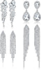 Silver Clip On Earrings for Women Rhinestone Non Pierced Dangle - Trendy