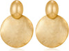 Big Disc Drop Dangle Earrings Statement Hammered Women Earrings - main view