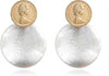 Big Disc Drop Dangle Earrings Statement Hammered Women Earrings - head earrings