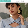Big Disc Drop Dangle Earrings Statement Hammered Women Earrings - view 2
