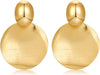 Big Disc Drop Dangle Earrings Statement Hammered Women Earrings - gold