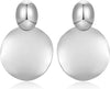 Big Disc Drop Dangle Earrings Statement Hammered Women Earrings - bright silver