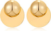 Big Disc Drop Dangle Earrings Statement Hammered Women Earrings - Disc gold B