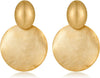 Big Disc Drop Dangle Earrings Statement Hammered Women Earrings - matte small
