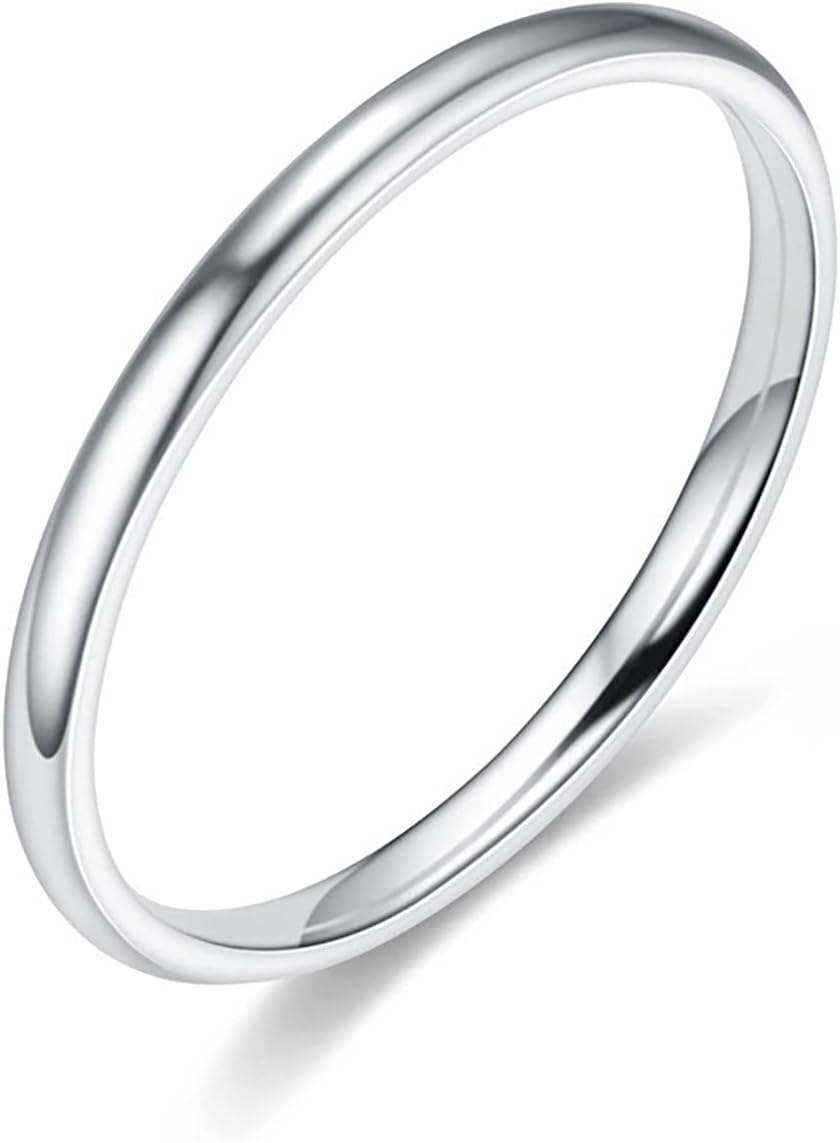 2mm Plain Stacking Band Statement Wedding Promise Ring For Women - main view