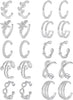 4-10 Pairs Stainless Steel Ear Cuff Helix Cartilage Clip On Wrap Earrings Fake Nose Ring Non-Piercing Adjustable - main view