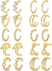 4-10 Pairs Stainless Steel Ear Cuff Helix Cartilage Clip On Wrap Earrings Fake Nose Ring Non-Piercing Adjustable - A6:10Pairs, Gold Tone