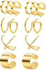 4-10 Pairs Stainless Steel Ear Cuff Helix Cartilage Clip On Wrap Earrings Fake Nose Ring Non-Piercing Adjustable - B1: 4 Pairs, Gold Tone