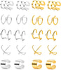 4-10 Pairs Stainless Steel Ear Cuff Helix Cartilage Clip On Wrap Earrings Fake Nose Ring Non-Piercing Adjustable - A3: 10 Pairs