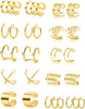 4-10 Pairs Stainless Steel Ear Cuff Helix Cartilage Clip On Wrap Earrings Fake Nose Ring Non-Piercing Adjustable - A1:10 Pairs, Gold Tone