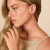 14K Gold Chain Earrings for Women Double Piercing Dangle Chain Huggie Hoop Earrings Cubic Zirconia Pearl Stud Ear Earrings for Women - view 2