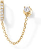 14K Gold Chain Earrings for Women Double Piercing Dangle Chain Huggie Hoop Earrings Cubic Zirconia Pearl Stud Ear Earrings for Women - view 3