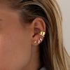 Dainty Flat Back Earrings for Women, 14K Gold Plated CZ Stud Piercing - view 2