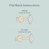 Dainty Flat Back Earrings for Women, 14K Gold Plated CZ Stud Piercing - view 3