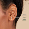 Flat Back Stud Earrings for Women, 14K Gold Plated CZ Cartilage Studs - view 2