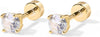 Flat Back Stud Earrings for Women, 14K Gold Plated CZ Cartilage Studs - view 3