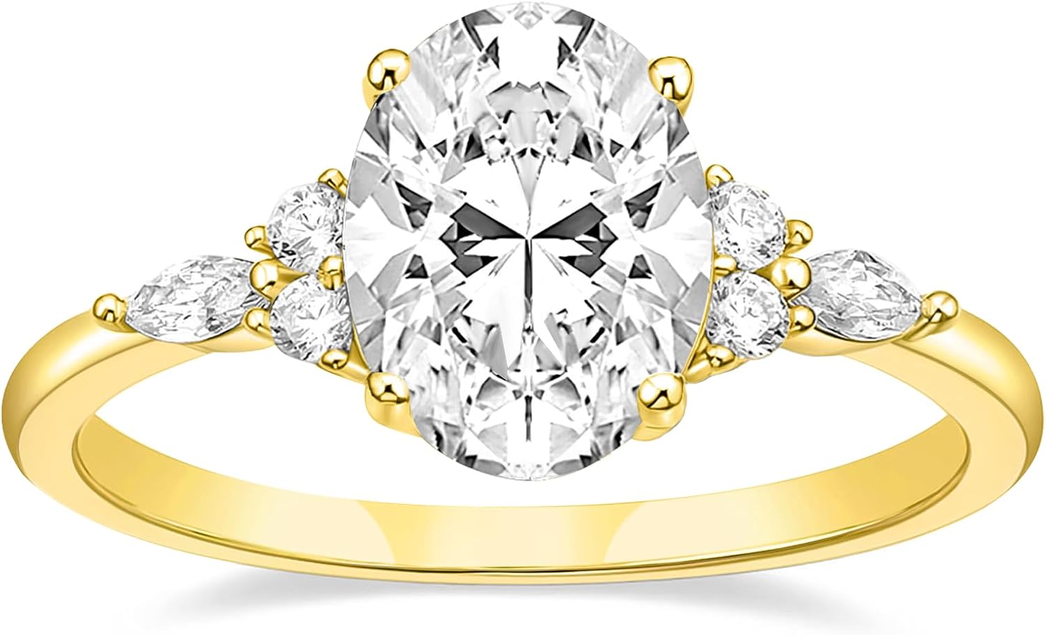 3CT Engagement Ring Oval Cut Cubic Zirconia Marquise Round CZ Eternity Wedding Band for Women Size 3-12 - main view