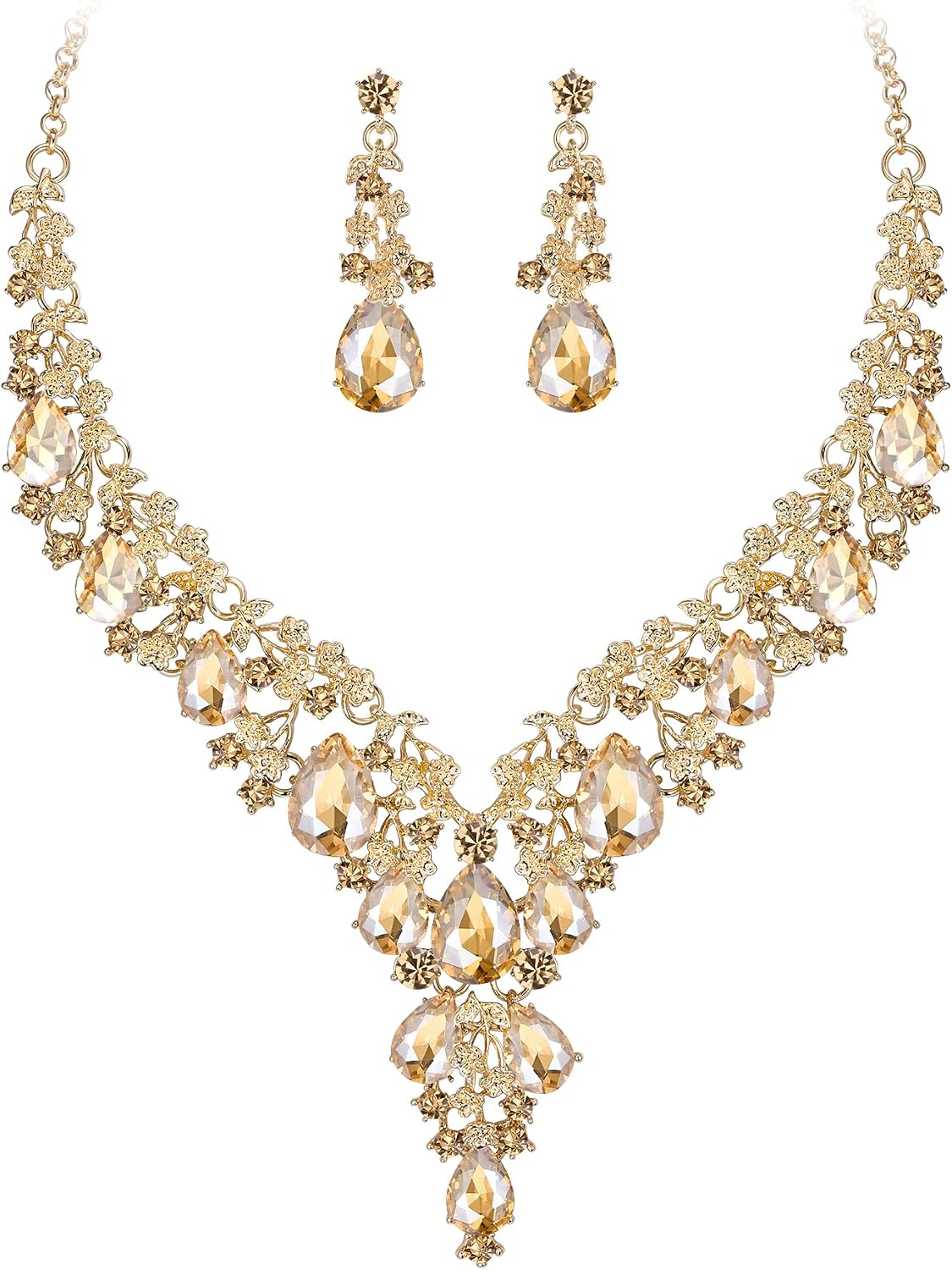 Wedding Bridal Necklace Earrings Jewelry Set for Women - main view
