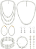 8 Pcs Pearl Necklace Earring Set for Women Faux - main view
