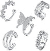 Stainless Steel Ear Cuff Fake Helix Cartilage Clip On Wrap Earrings Fake Lip Ring Non-Piercing Adjustable Women - Style B