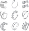 Stainless Steel Ear Cuff Fake Helix Cartilage Clip On Wrap Earrings Fake Lip Ring Non-Piercing Adjustable Women - Style D