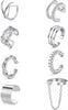 Stainless Steel Ear Cuff Fake Helix Cartilage Clip On Wrap Earrings Fake Lip Ring Non-Piercing Adjustable Women - Style F-Silver