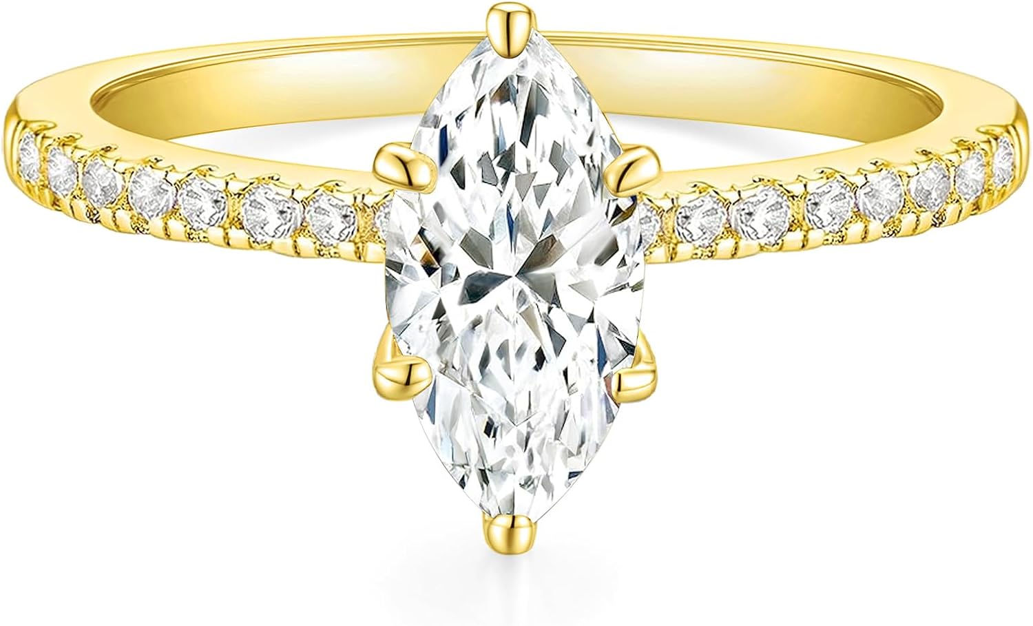 2CT Engagement Ring for Women Marquise Cut Cubic Zirconia Wedding Band CZ Promise Anniversary Ring Size 3-12 - main view