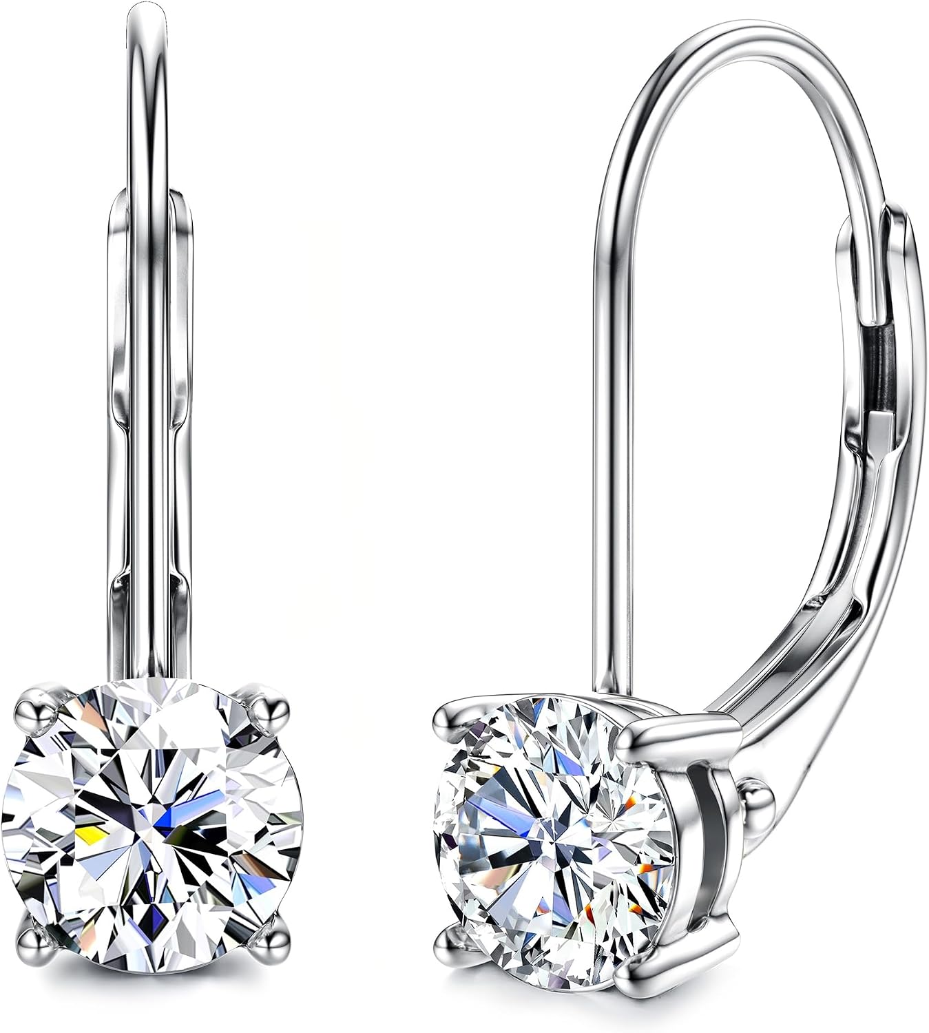 Moissanite Earrings, D Color Sterling Silver Dangle Drop Earrings for Women - main view