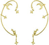 2PCS Women's Clip-On Earrings Hook Without Pierced - Golden Star Moon Ear Clips