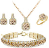 4pcs Cubic Zirconia Wedding Jewelry Sets for Bride Cubic Zirconia Pendant Necklace Earrings Link Tennis Bracelet Open Ring Set for Women - main view