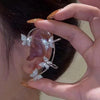 Butterfly Ear Cuffs Earrings Rhinestone Butterfly Ear Wrap No Piercing Ear Cuff Clip On Earrings for Women - view 2