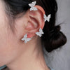 Butterfly Ear Cuffs Earrings Rhinestone Butterfly Ear Wrap No Piercing Ear Cuff Clip On Earrings for Women - view 4