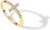 14K Gold Plated Cross Religious Ring for Women, Cubic Zirconia Rings - main view
